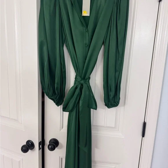 NWT Boden Emerald Satin Midi Dress - Picture 2 of 4